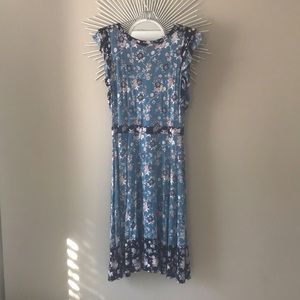 Loft cotton flower printed midi dress